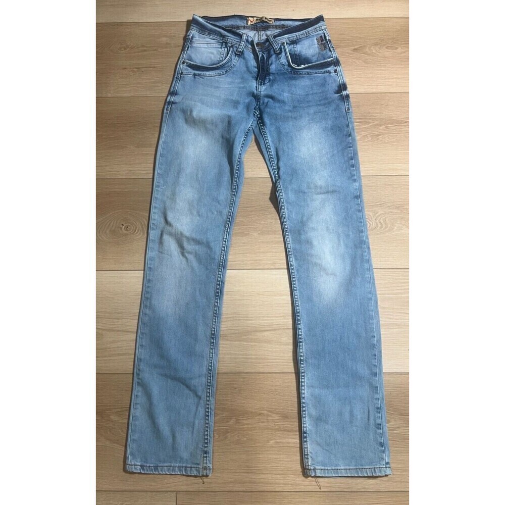 Vintage Red Man Slim Straight Jeans Mens Size 30W x 34L Blue Denim Light Wash